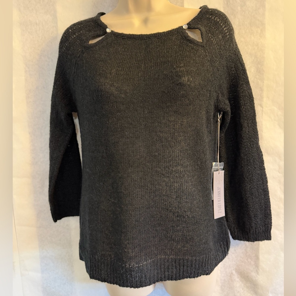 Jennifer Lopez‎ Black Sweater with cut out detail NWT Sz-S. EE2